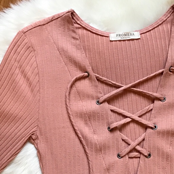 🆕 Lace-up Ribbed Dress 🌸 - Picture 7 of 7